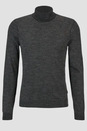 BOSS - MUSSO-P Charcoal Grey Slim-Fit Roll Neck Sweater In Virgin Wool 50468262 002
