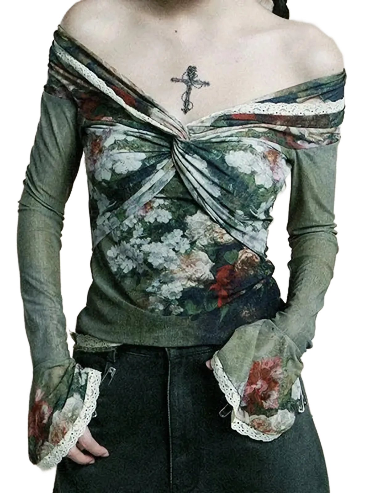 'Bouquet' Off-Shoulder Flare Top