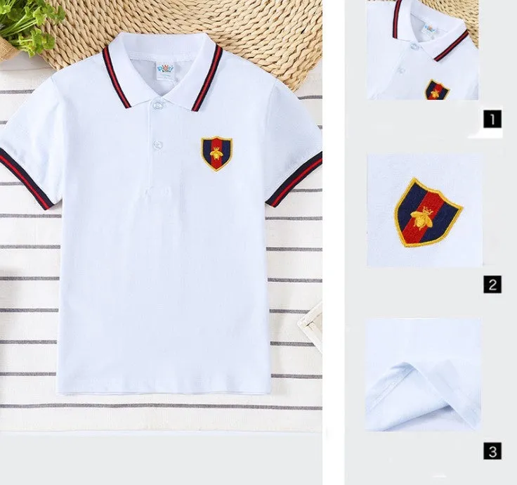 Boys’ Polo T-Shirt with Embroidered Patch – Classic Casual Style