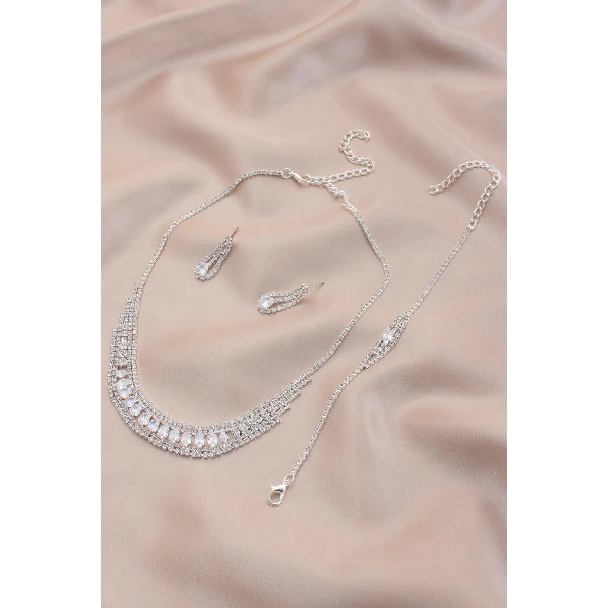 Bridal Rhinestone Bracelet Necklace Set
