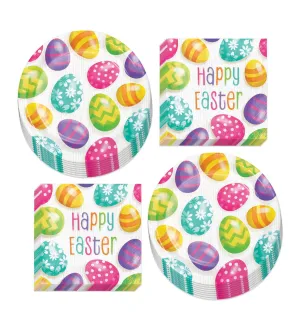 Bright Easter Eggs Paper Dinner Plates and Luncheon Napkins (Serves 16)