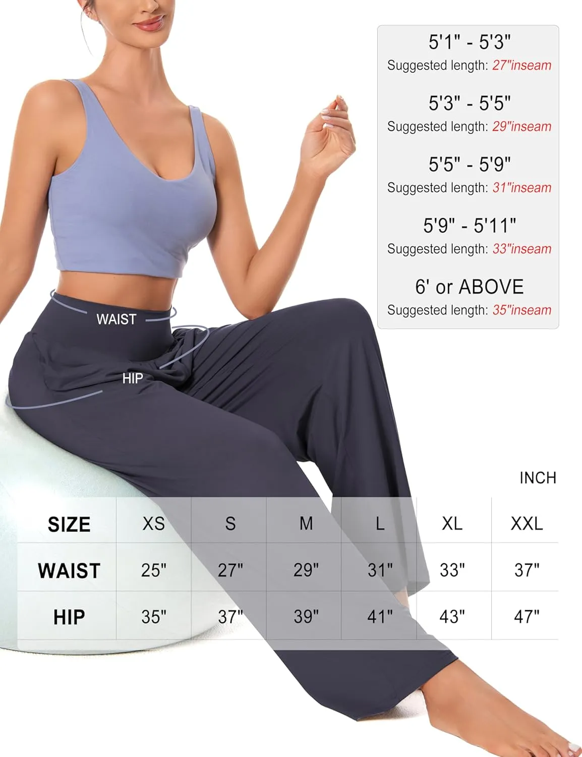 BUBBLELIME 20"/27"/29"/31"/35" Women's High Waist Casual Wide Leg Yoga Pants Cozy Loose Comfy Lounge Sweatpants with Pockets