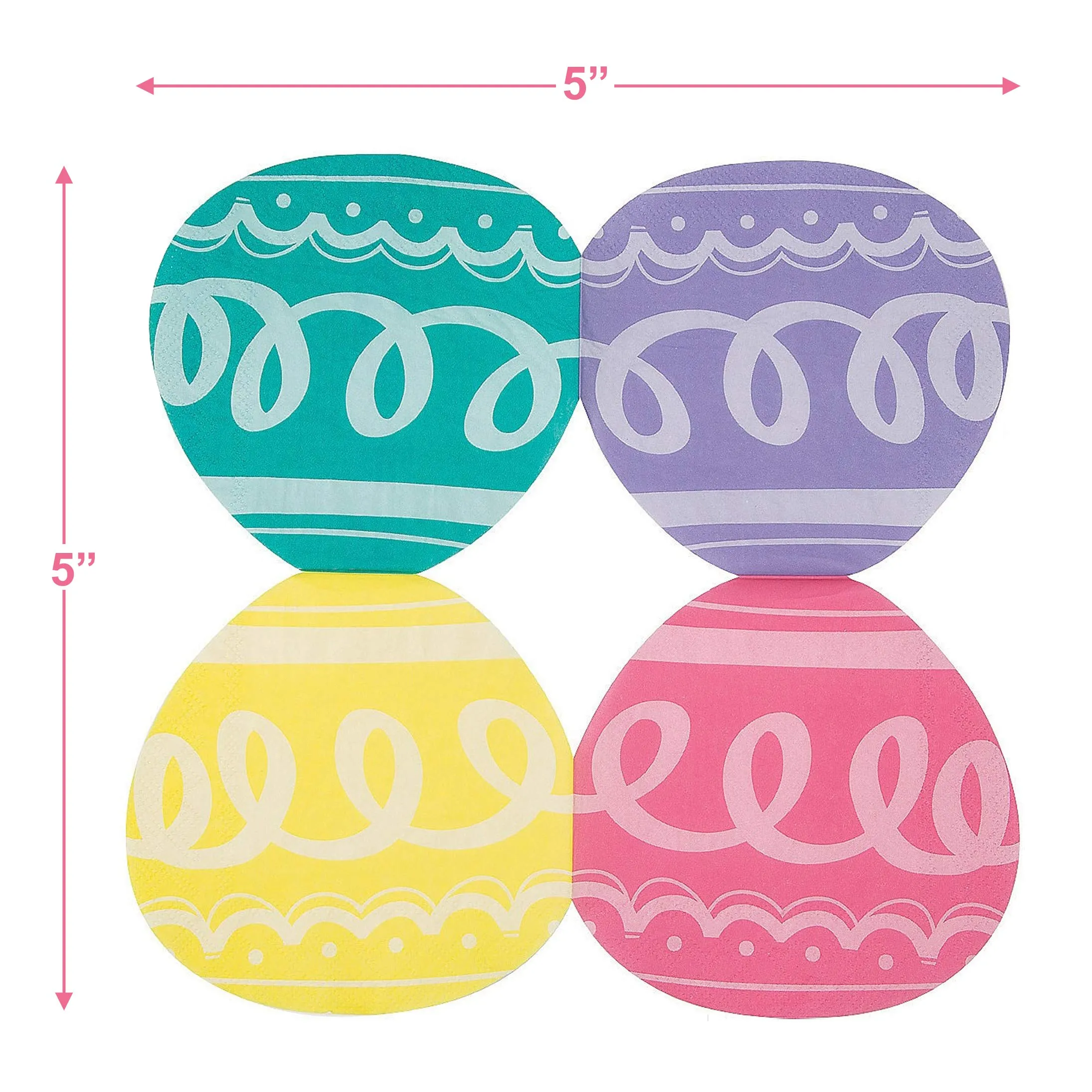 Bunny-Shaped Easter Party Paper Dessert Plates and Egg-Shaped Beverage Napkins (Serves 16)