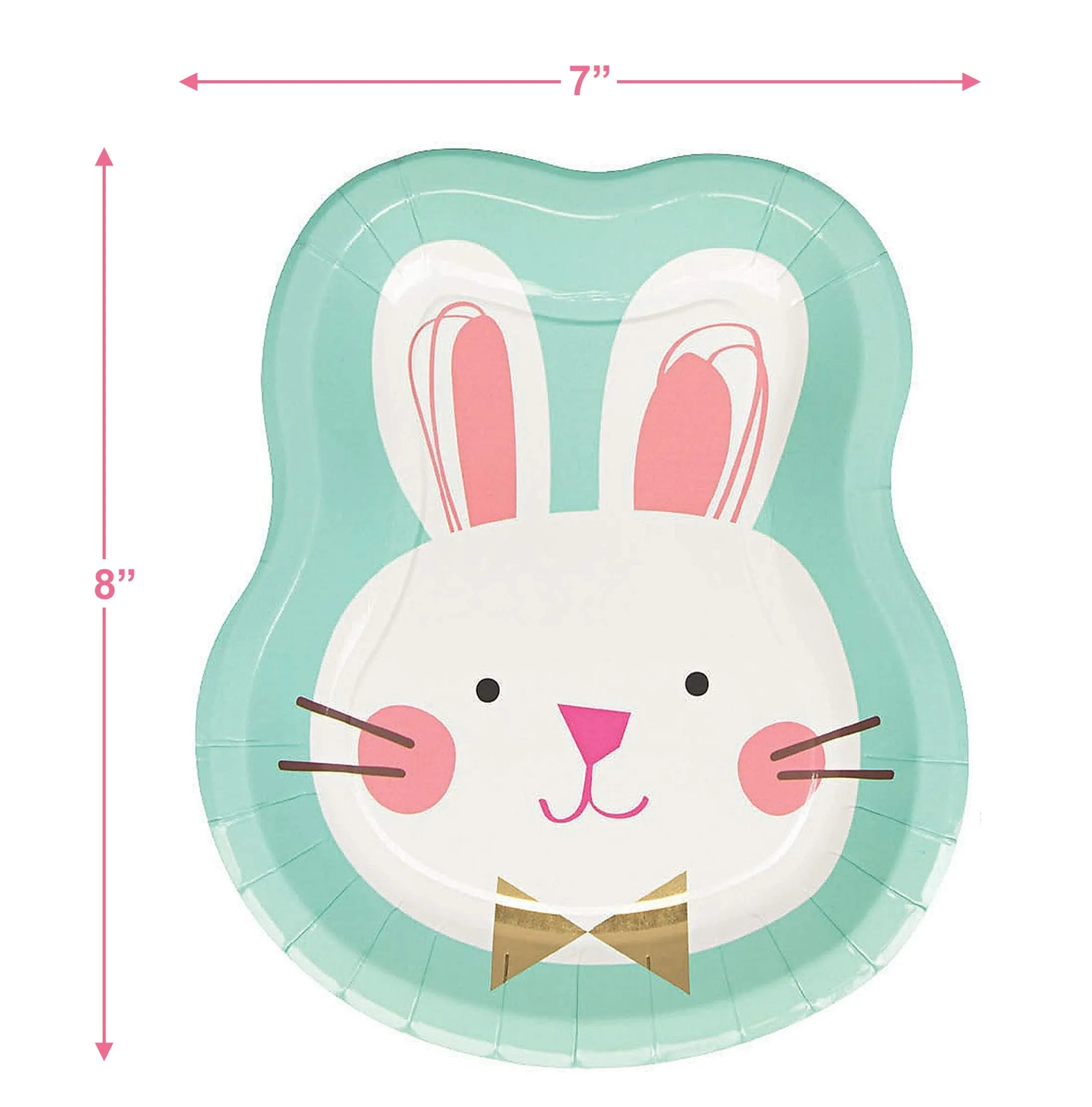 Bunny-Shaped Easter Party Paper Dessert Plates and Egg-Shaped Beverage Napkins (Serves 16)