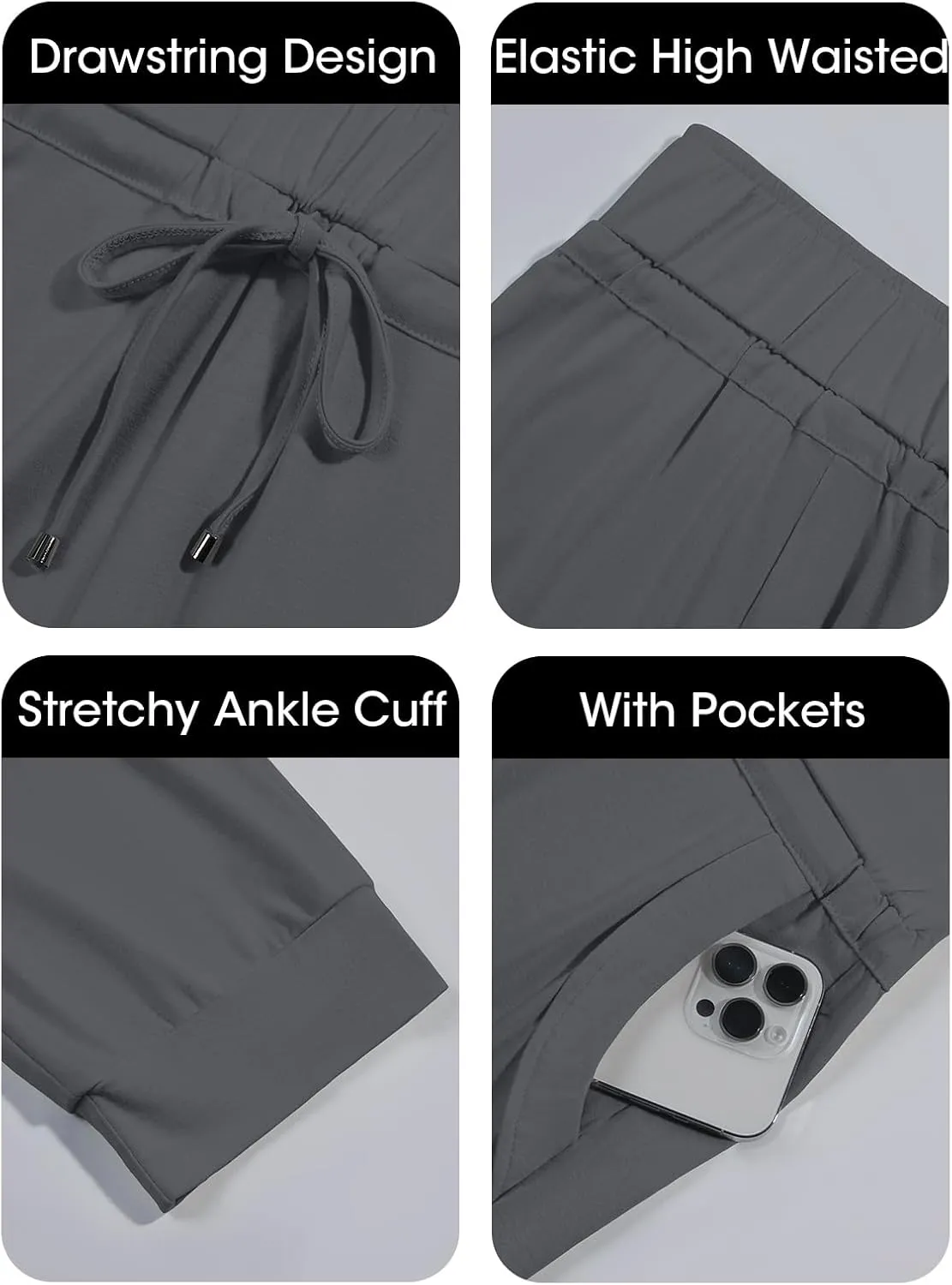 Bwogeeya Womens Capri Yoga Pants Loose Drawstring Pajama Pants Lounge Joggers Pants with Pockets
