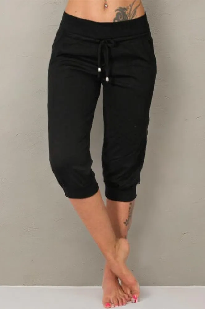 Bwogeeya Womens Capri Yoga Pants Loose Drawstring Pajama Pants Lounge Joggers Pants with Pockets