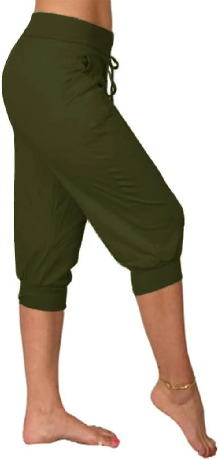 Bwogeeya Womens Capri Yoga Pants Loose Drawstring Pajama Pants Lounge Joggers Pants with Pockets