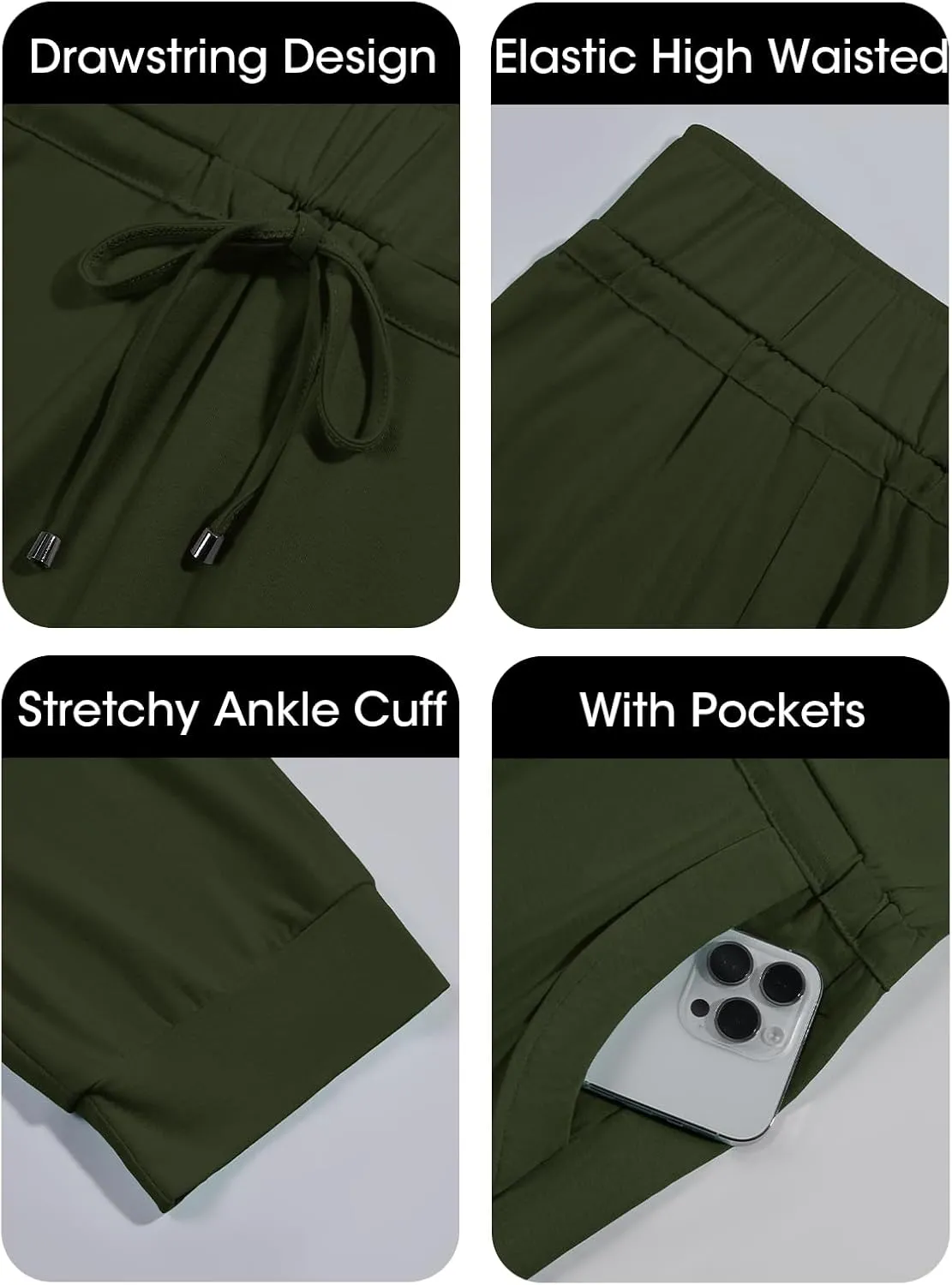 Bwogeeya Womens Capri Yoga Pants Loose Drawstring Pajama Pants Lounge Joggers Pants with Pockets