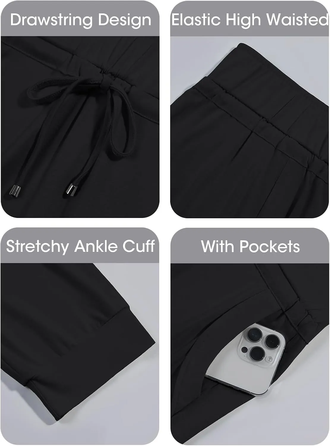 Bwogeeya Womens Capri Yoga Pants Loose Drawstring Pajama Pants Lounge Joggers Pants with Pockets
