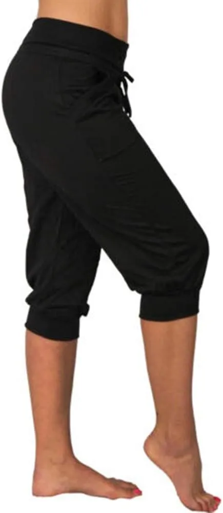 Bwogeeya Womens Capri Yoga Pants Loose Drawstring Pajama Pants Lounge Joggers Pants with Pockets
