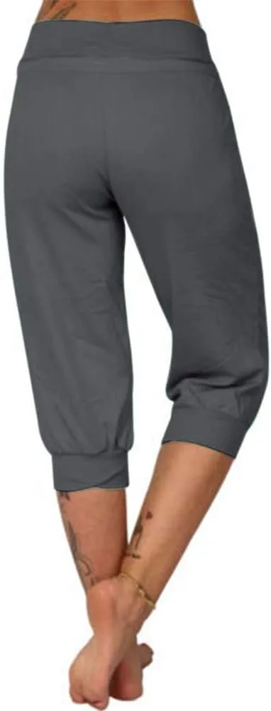 Bwogeeya Womens Capri Yoga Pants Loose Drawstring Pajama Pants Lounge Joggers Pants with Pockets