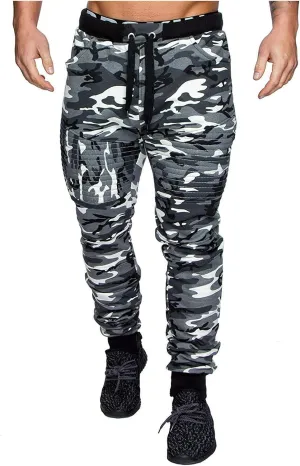Camo Pants Men Tactical Sweatpants Outdoor Sweat Pants Casual Slim Fit Straight Leg Trousers Cozy Slacks with Pocket