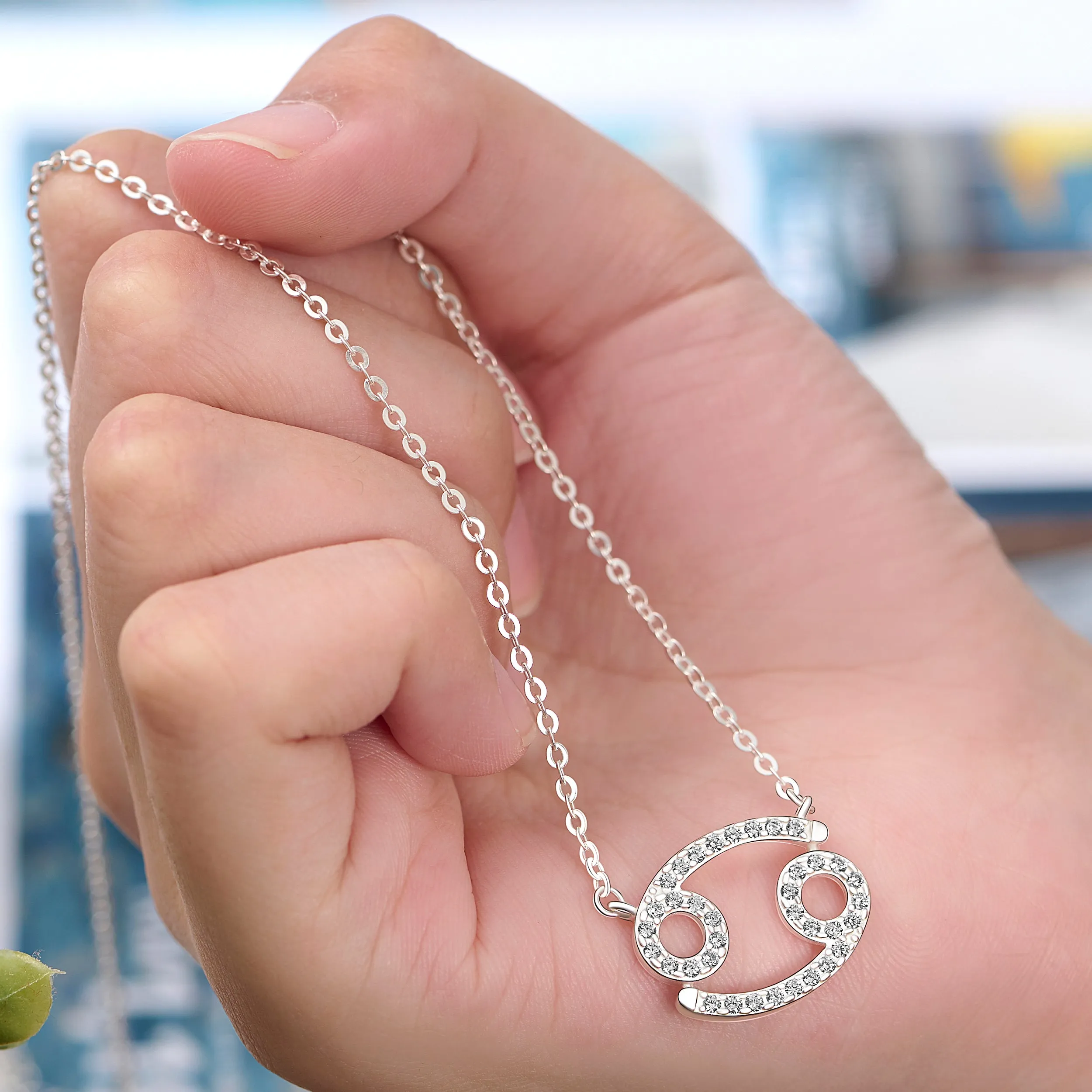 Cancer Zodiac Necklace Silver Constellation Horoscope