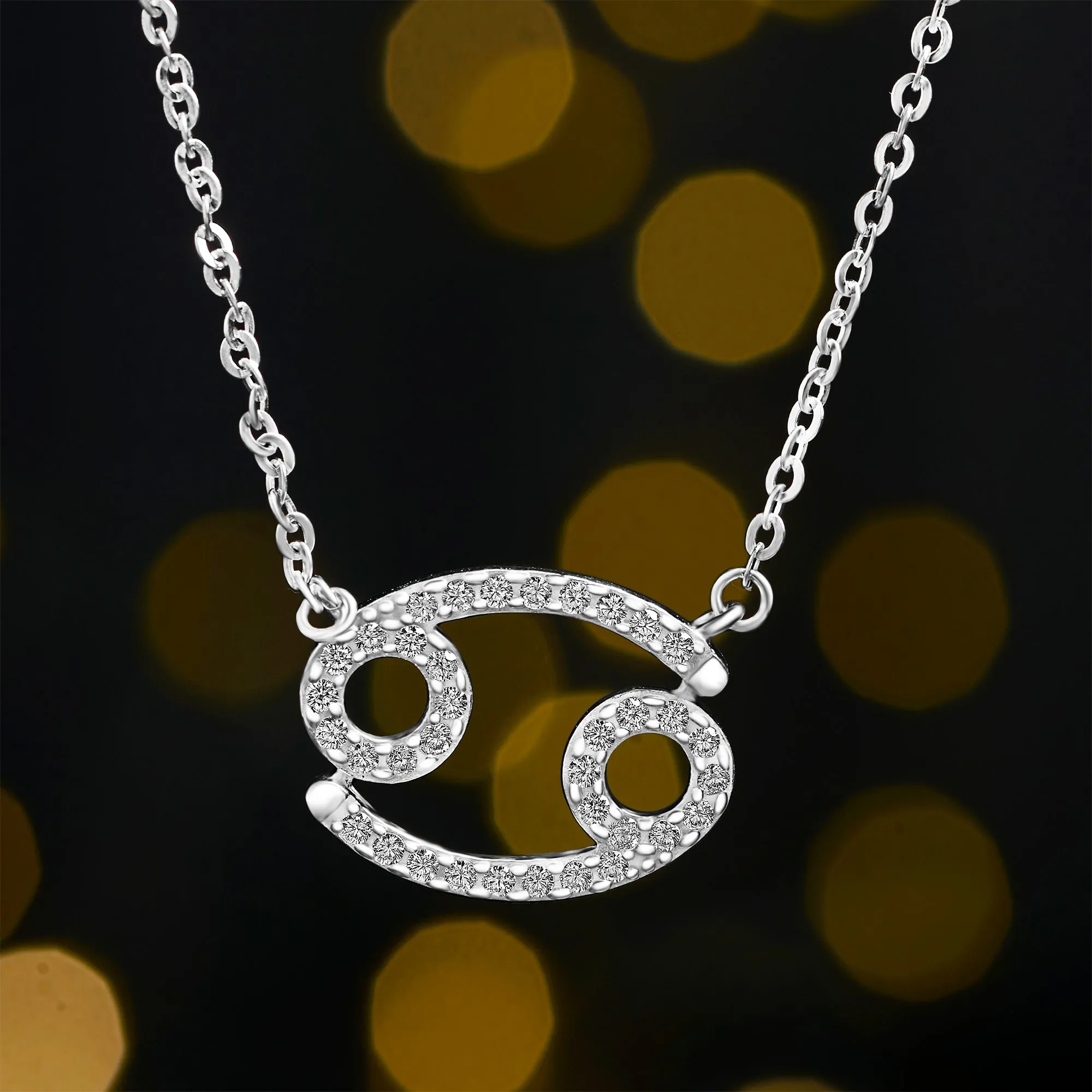 Cancer Zodiac Necklace Silver Constellation Horoscope