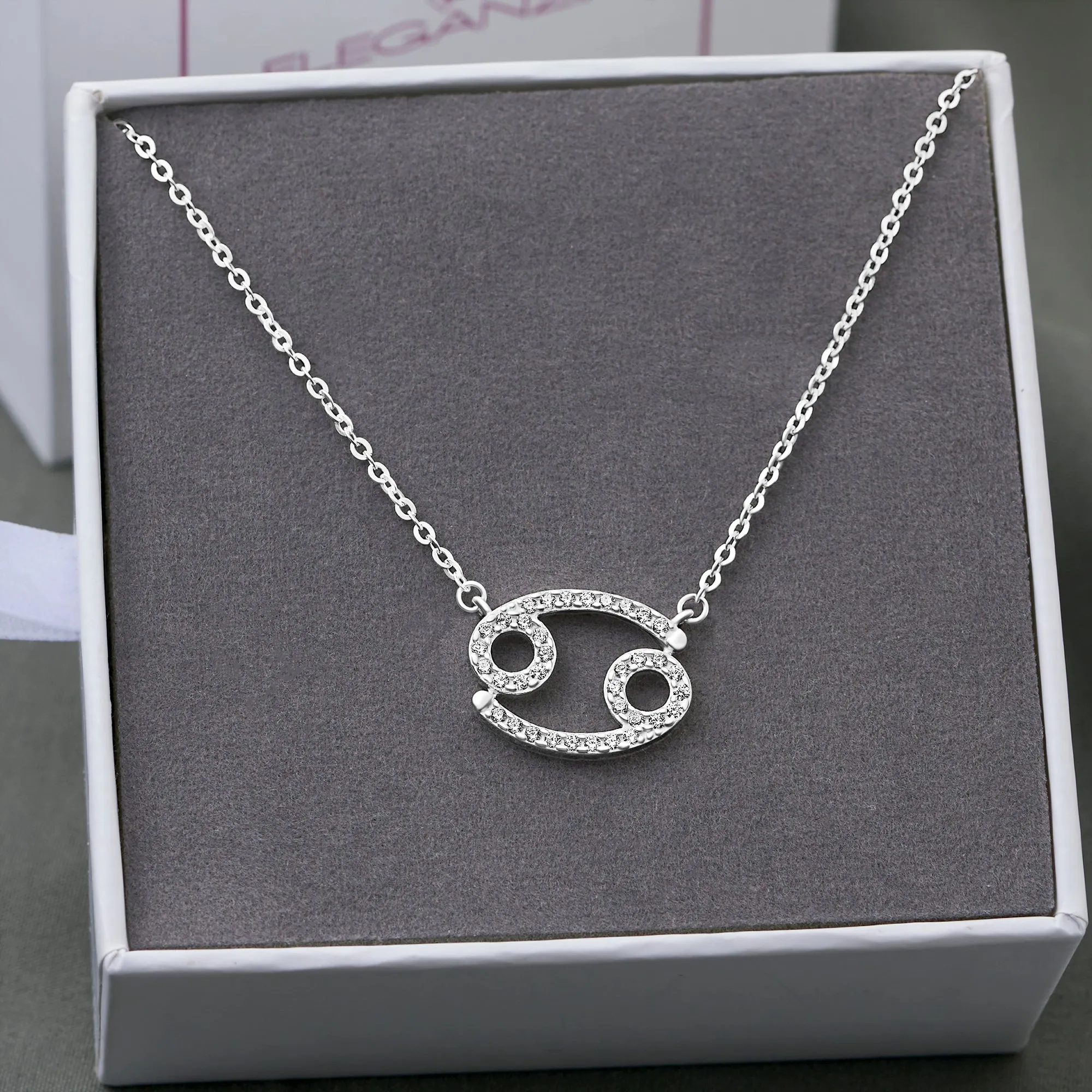 Cancer Zodiac Necklace Silver Constellation Horoscope