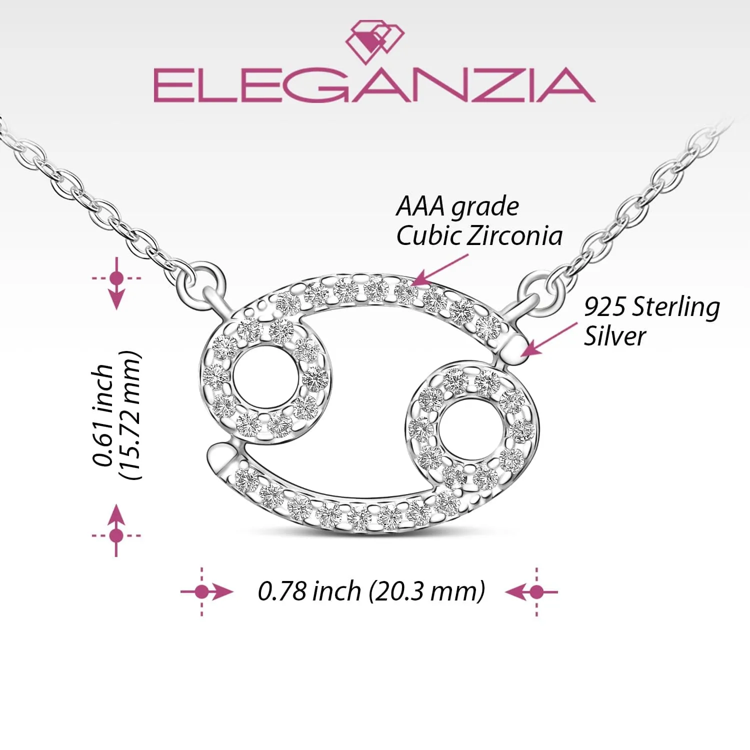 Cancer Zodiac Necklace Silver Constellation Horoscope