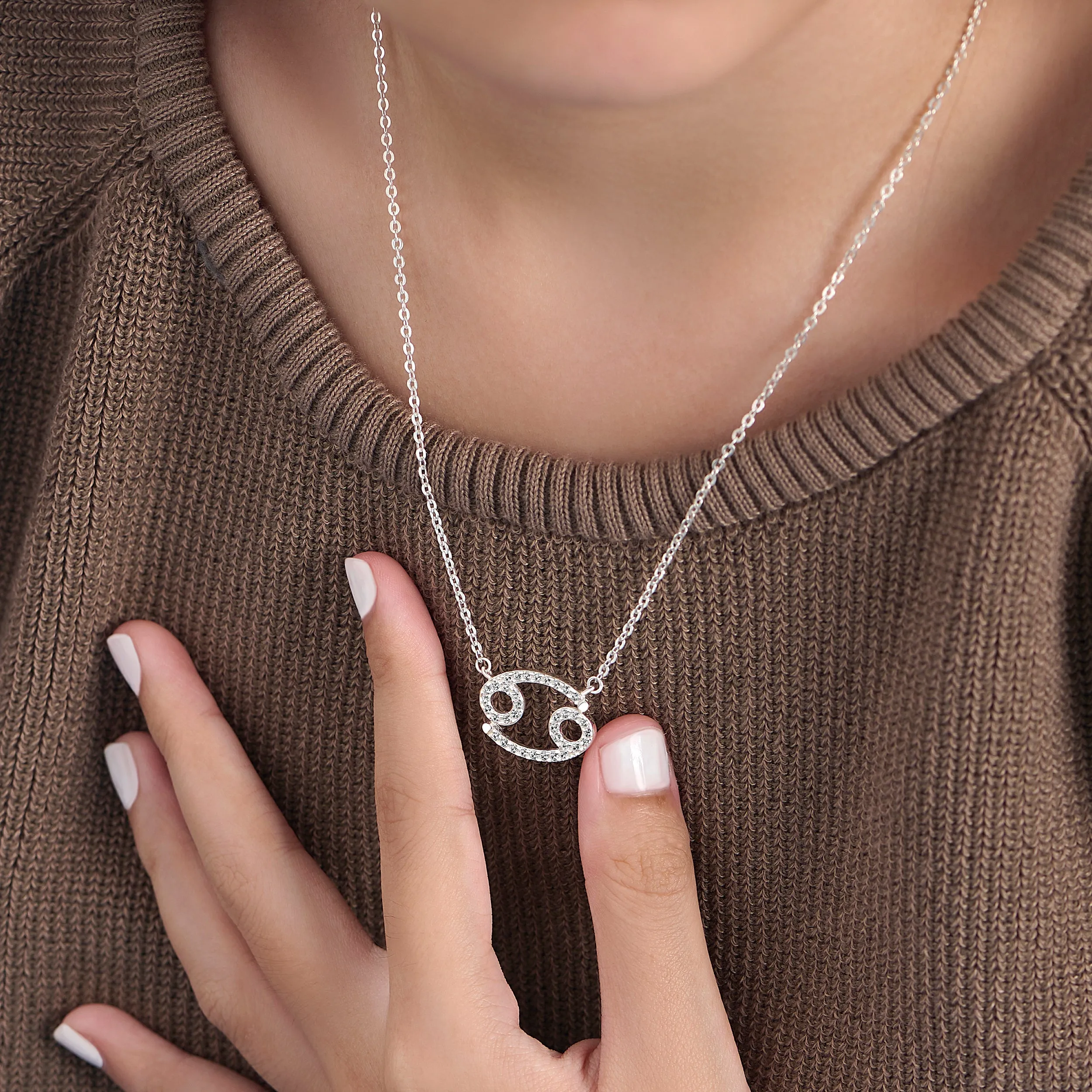 Cancer Zodiac Necklace Silver Constellation Horoscope