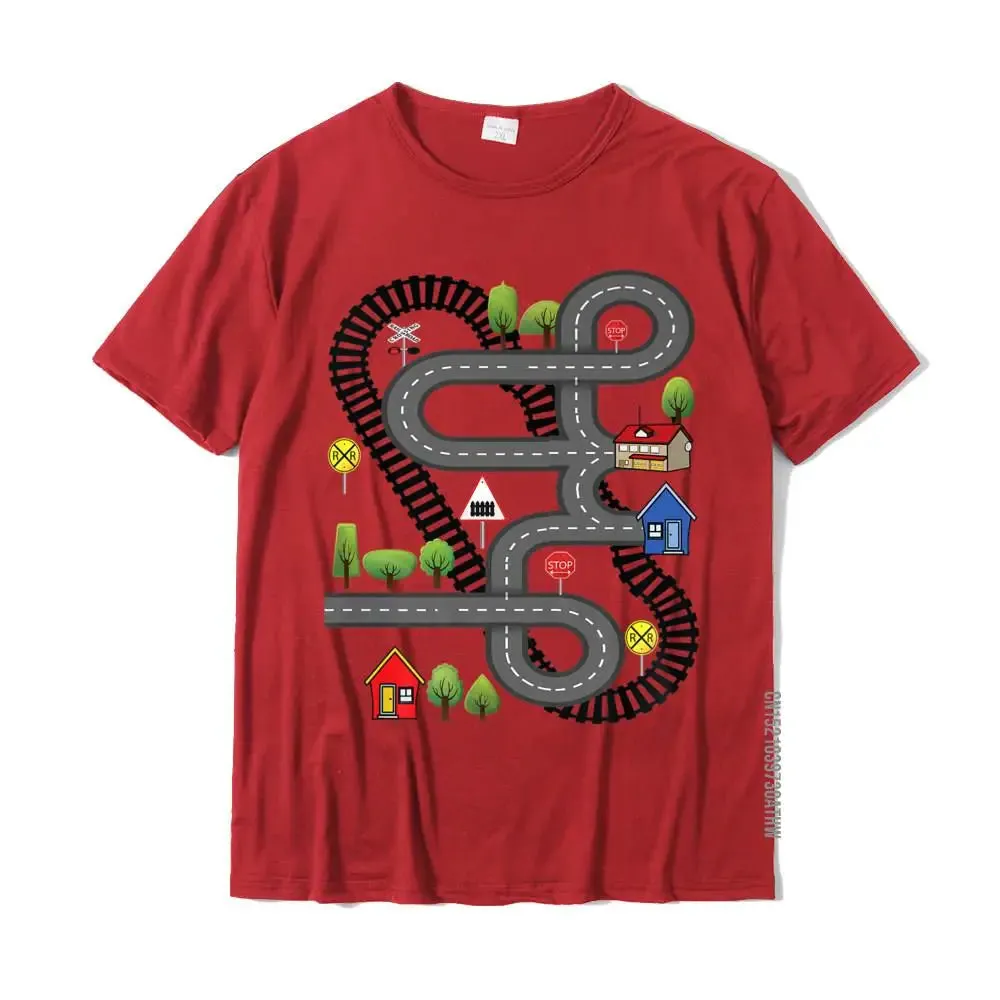 Car Train Road Track Toy Playmat Back Design Funny Dad Premium T-Shirt Gift T Shirt