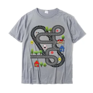 Car Train Road Track Toy Playmat Back Design Funny Dad Premium T-Shirt Gift T Shirt