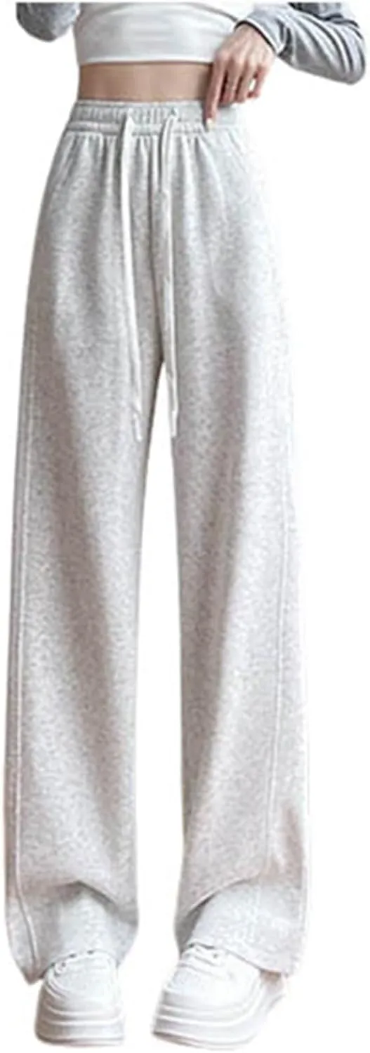 Cargo Sweatpants for Women Wide Leg High Waisted Baggy Drawstring Joggers Comfy Workout Loose Pants with Pockets