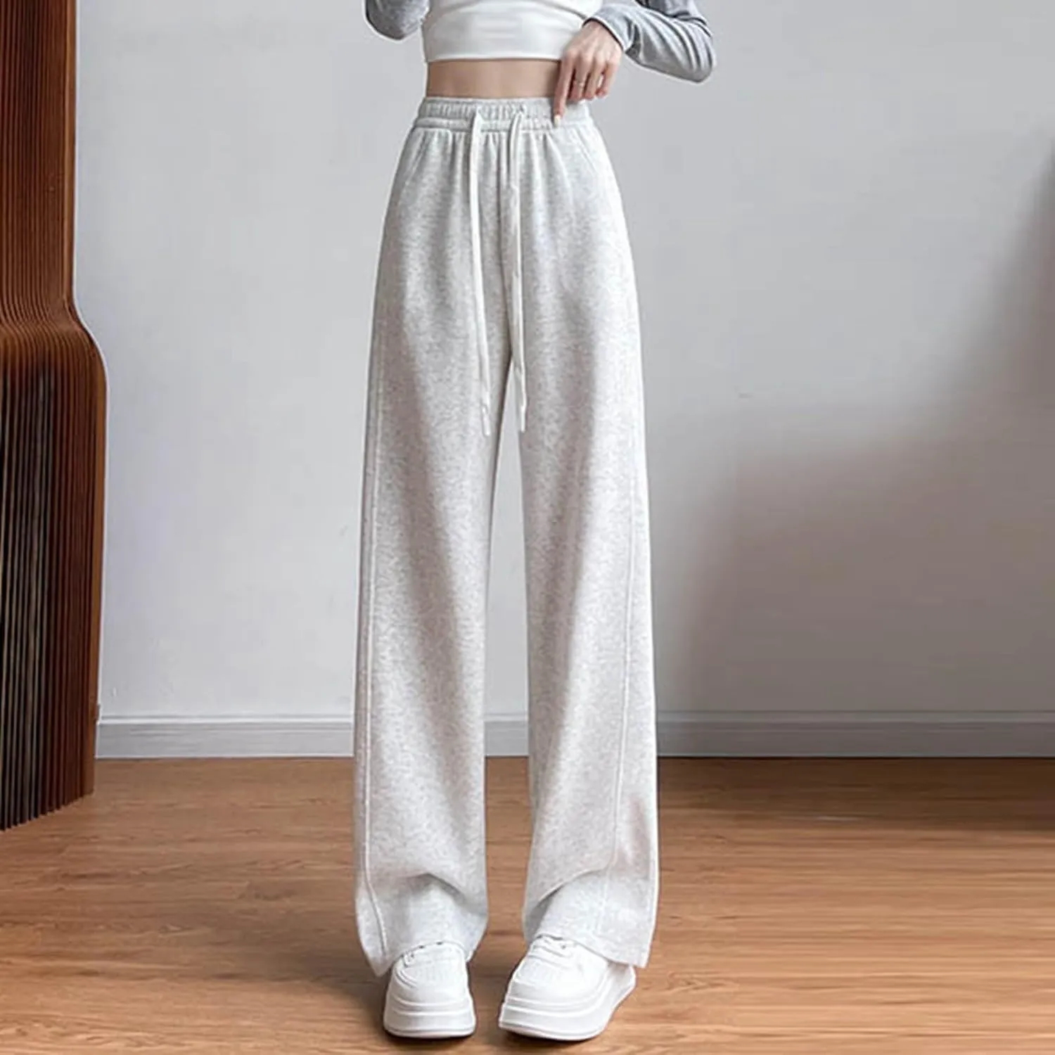 Cargo Sweatpants for Women Wide Leg High Waisted Baggy Drawstring Joggers Comfy Workout Loose Pants with Pockets