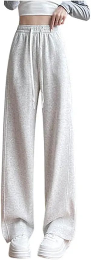 Cargo Sweatpants for Women Wide Leg High Waisted Baggy Drawstring Joggers Comfy Workout Loose Pants with Pockets