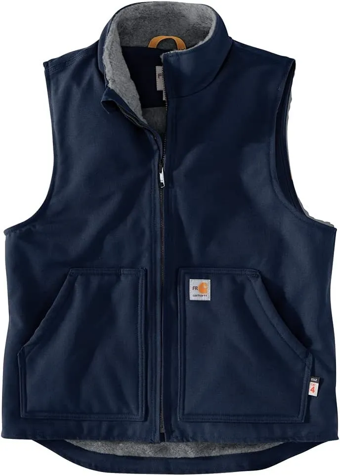 Carhartt Men's Flame Resistant Relaxed Fit Duck Sherpa-Lined Mock Neck Vest