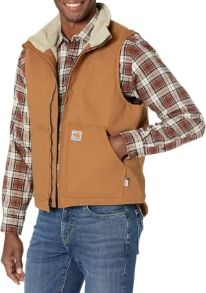 Carhartt Men's Flame Resistant Relaxed Fit Duck Sherpa-Lined Mock Neck Vest