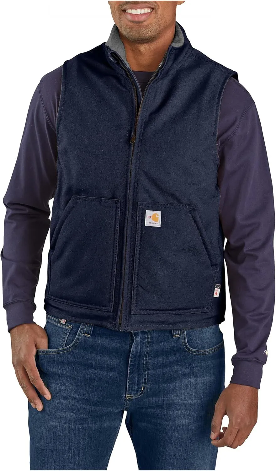 Carhartt Men's Flame Resistant Relaxed Fit Duck Sherpa-Lined Mock Neck Vest