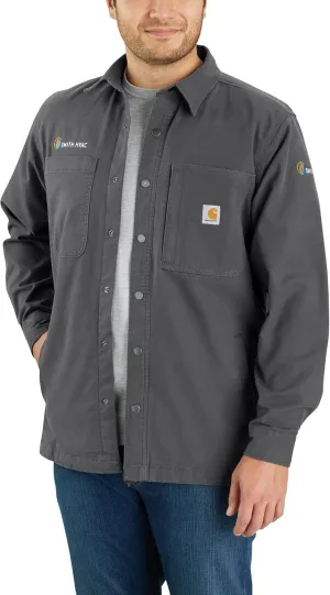 Carhartt Men's Rugged Flex Relaxed Fit Canvas Fleece-Lined Snap-Front Shirt Jac