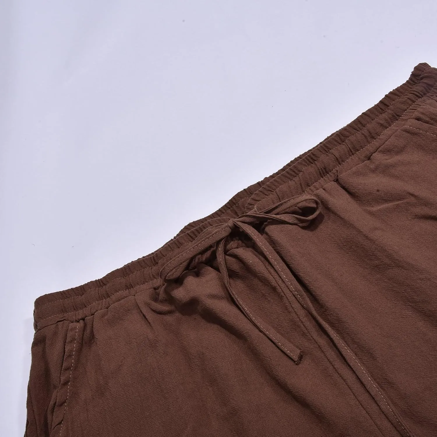Casual Capri Shorts for Mens Side Ties Mid Rise Drawstring Elastic Waisted Short Pants Slim Fit Summer Beach Leisure Shorts