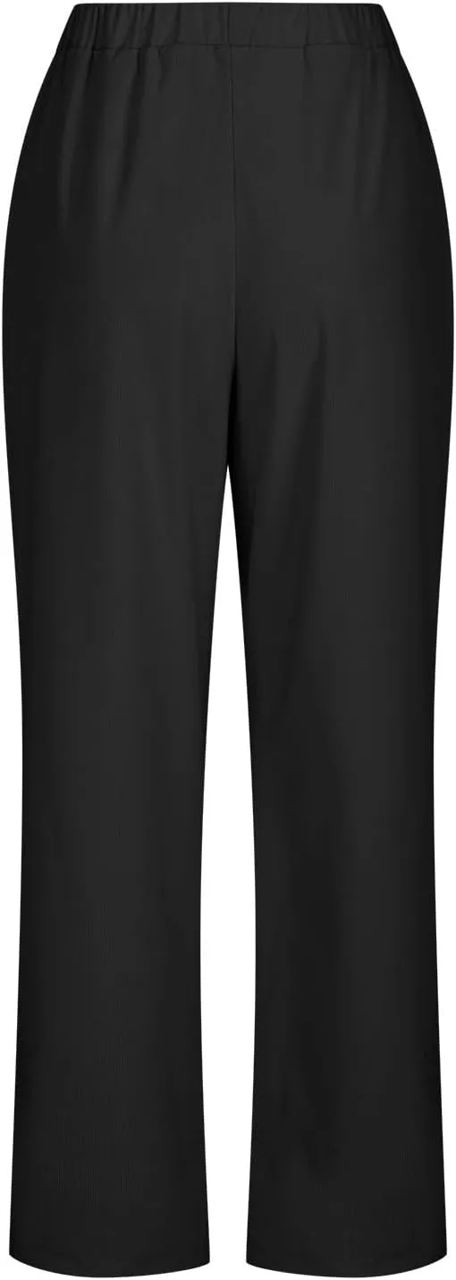Casual Corduroy Pants for Women Solid Elastic High Waist Pants Loose Comfy Straight Leg Pants Loose Comfort Trousers