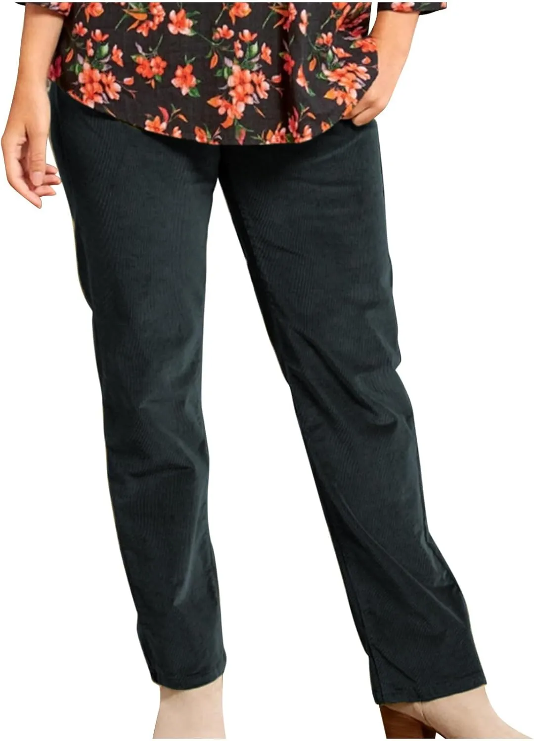 Casual Corduroy Pants for Women Solid Elastic High Waist Pants Loose Comfy Straight Leg Pants Loose Comfort Trousers