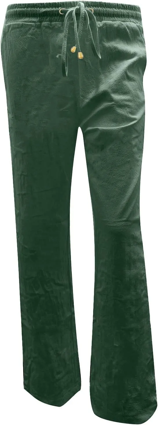 Casual Pants for Women Loose Solid Color Elastic High Waist Straight Leg Pant Drawstring Sport Trousers with Pocket
