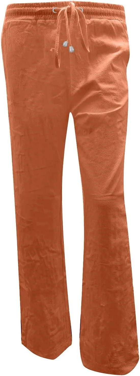 Casual Pants for Women Loose Solid Color Elastic High Waist Straight Leg Pant Drawstring Sport Trousers with Pocket