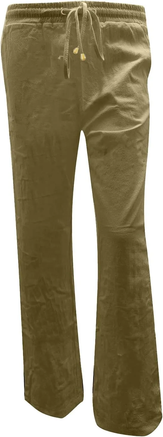 Casual Pants for Women Loose Solid Color Elastic High Waist Straight Leg Pant Drawstring Sport Trousers with Pocket