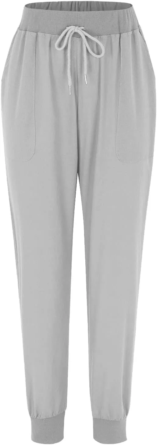 Ceboyel Women Summer Linen Pants Drawstring Beach Pants Lightweight High Waist Baggy Trouser Boho Ladies Clothes with Pockets