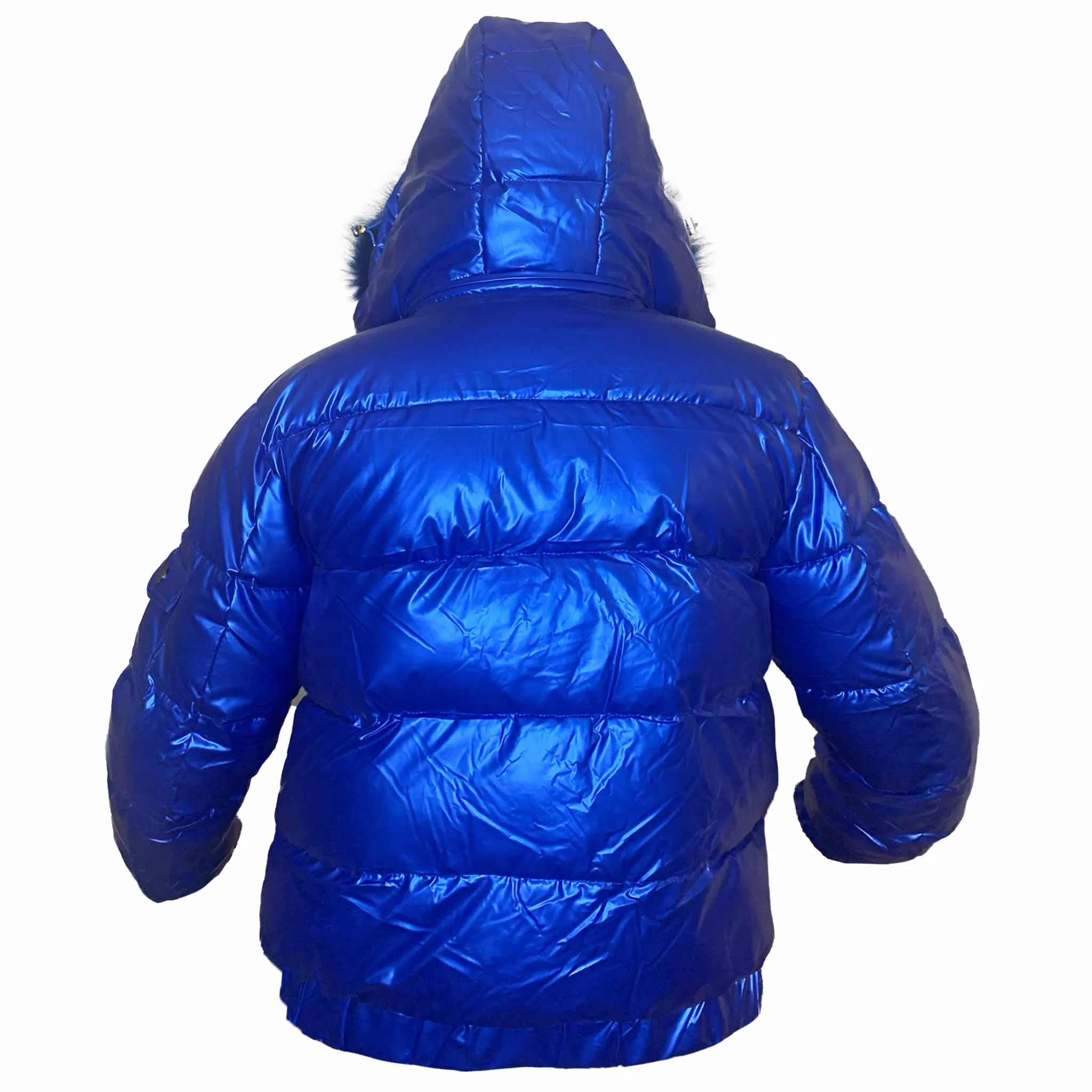 Cobalt Blue Matte Gloss Hooded Puffer