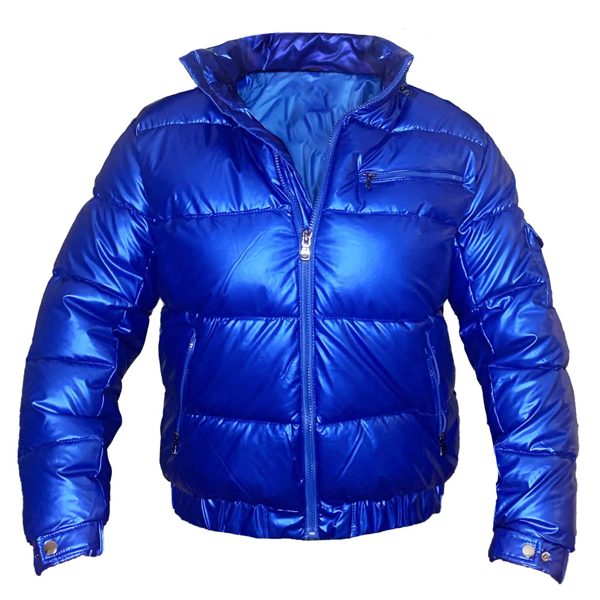 Cobalt Blue Matte Gloss Hooded Puffer