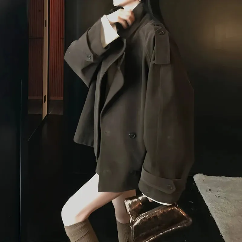 cold weather outfits Joskaa Chamois Leather Lapel Windbreaker Jacket And Skirt Set Women's Autumn Sensibility Niche 2-Piece New Arrival From China