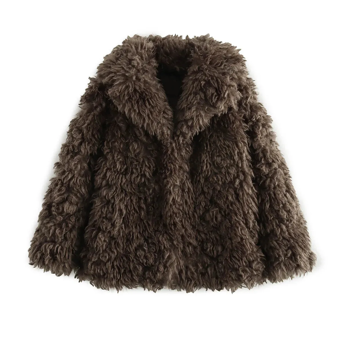 cold weather outfits Joskaa Wholesale Women's Clothing European Style Winter New Artificial Effect Lapel Warm Leather Jacket Cross-Border Trade