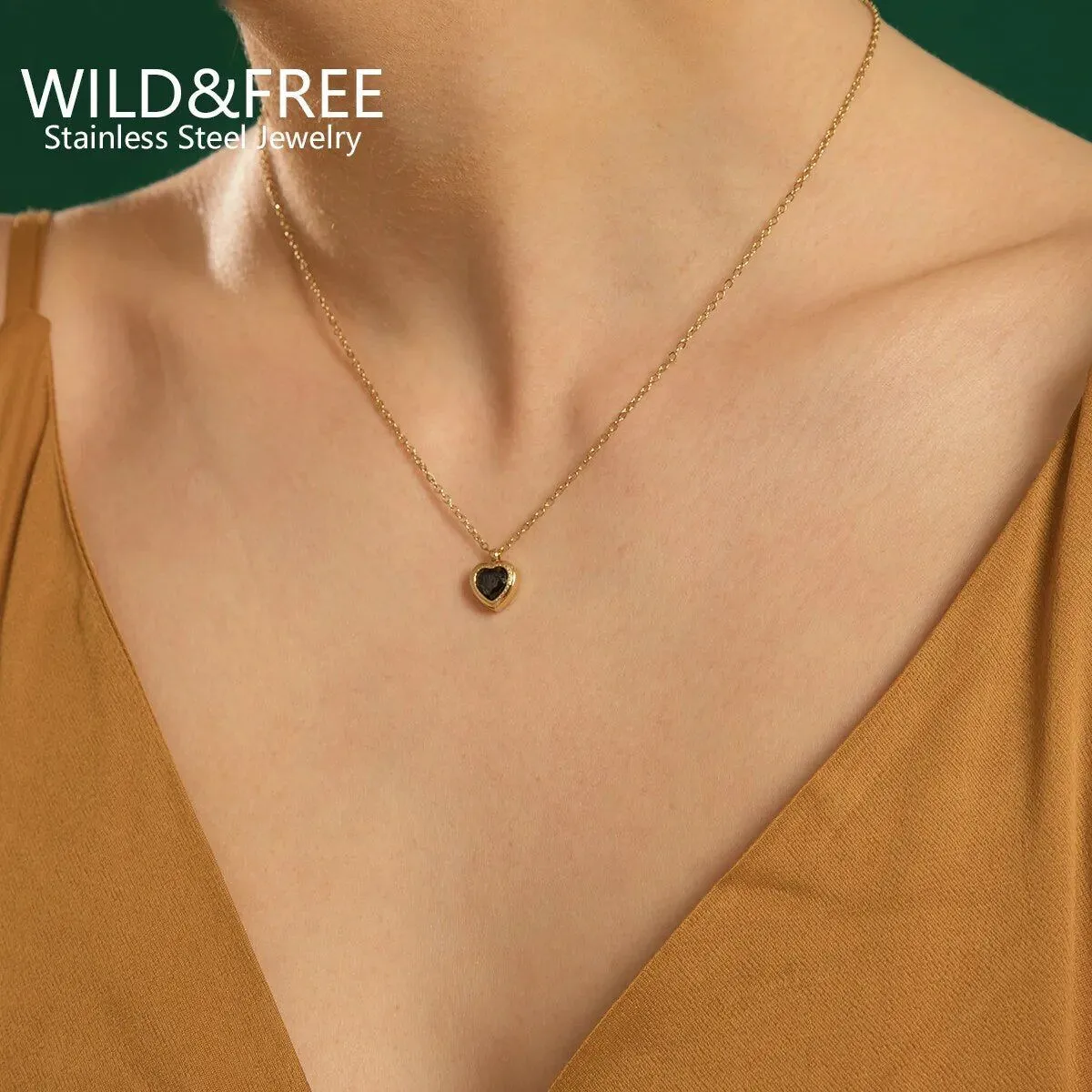 Colorful Gems Heart Stone Necklaces Collection