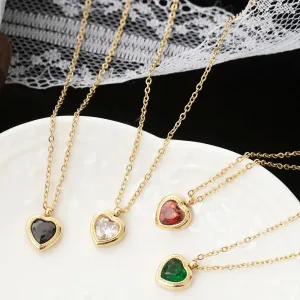 Colorful Gems Heart Stone Necklaces Collection