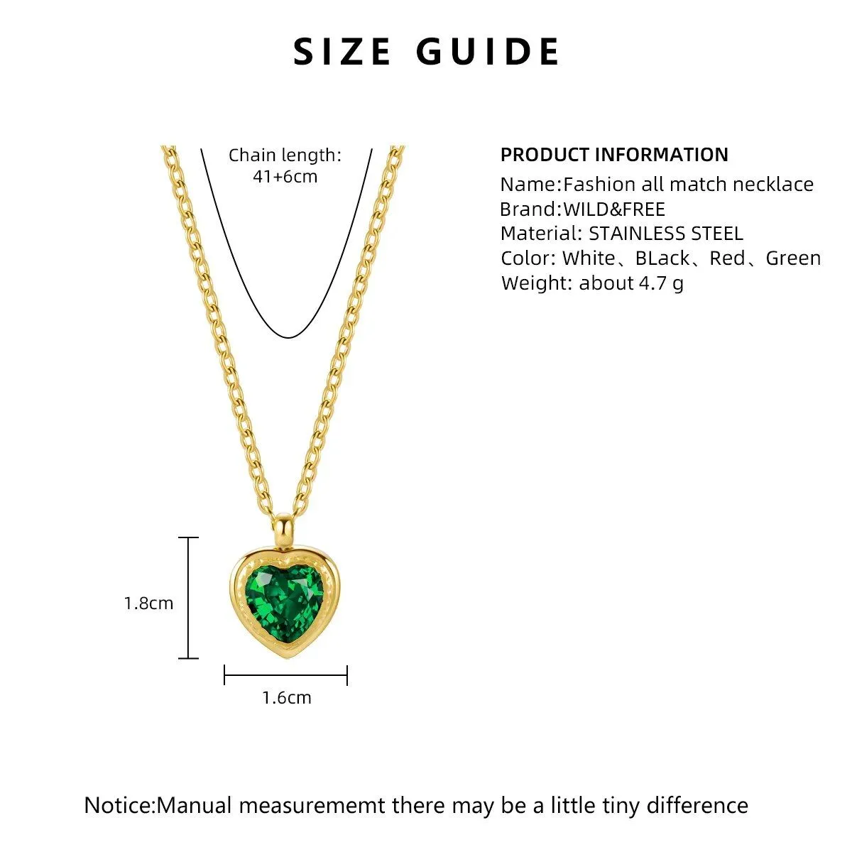 Colorful Gems Heart Stone Necklaces Collection