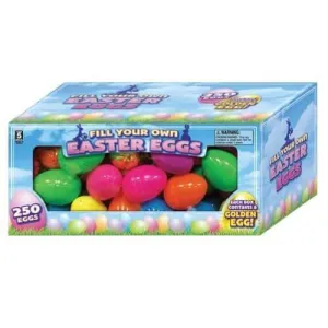 Colorful Plastic Fillable Easter Eggs Box (250ct)