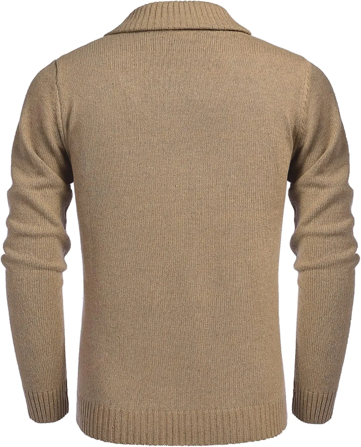 COOFANDY Men's Shawl Collar Pullover Sweater Relaxed Fit Casual Cotton Cable Knit Sweaters with Pockets