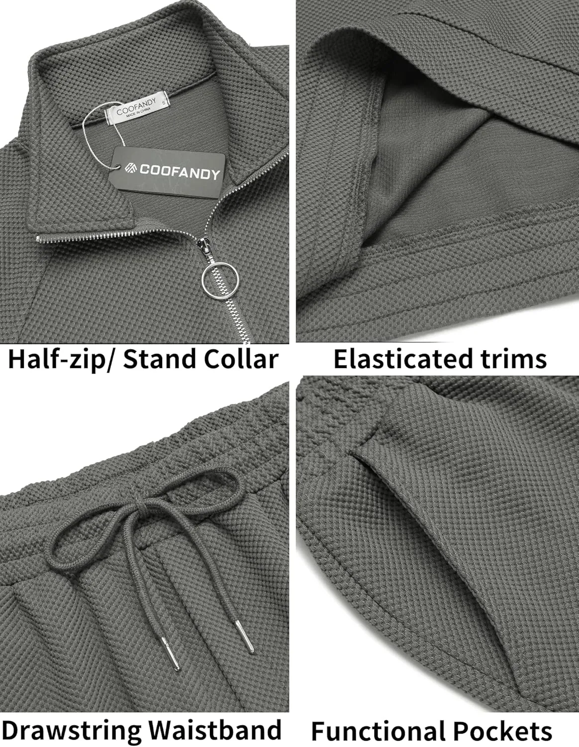 COOFANDY Men's Tracksuit 2 Piece Relaxed Fit Half-zip Sweatsuits Athletic Running Jogging Suit Sets