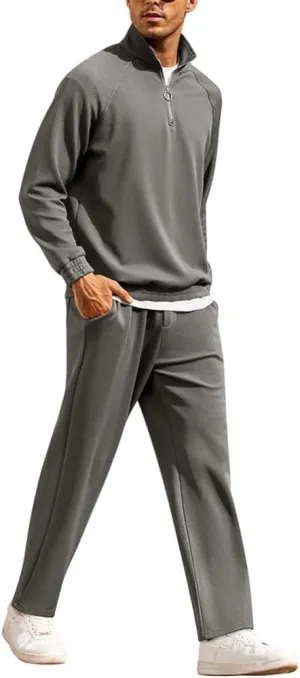 COOFANDY Men's Tracksuit 2 Piece Relaxed Fit Half-zip Sweatsuits Athletic Running Jogging Suit Sets