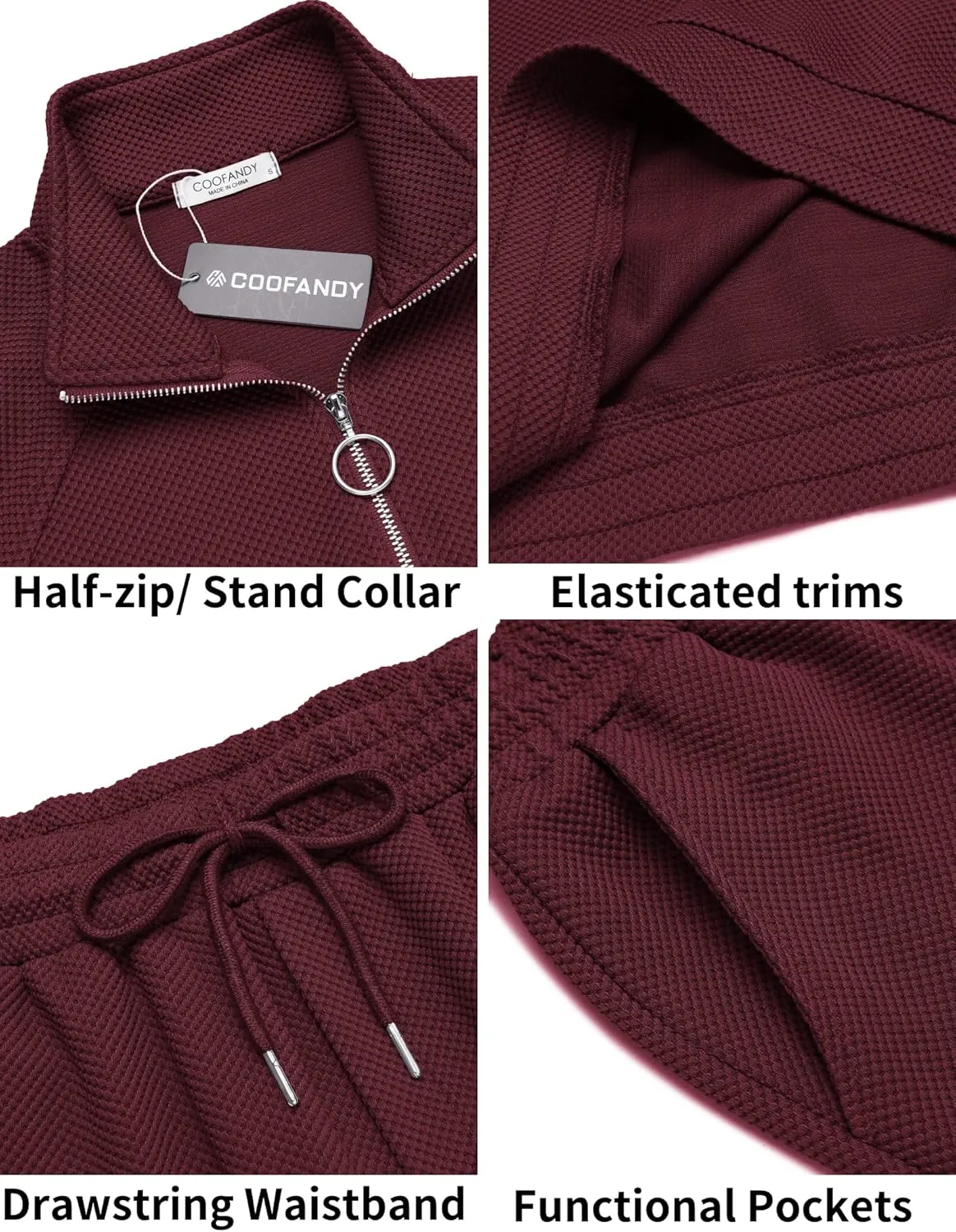 COOFANDY Men's Tracksuit 2 Piece Relaxed Fit Half-zip Sweatsuits Athletic Running Jogging Suit Sets