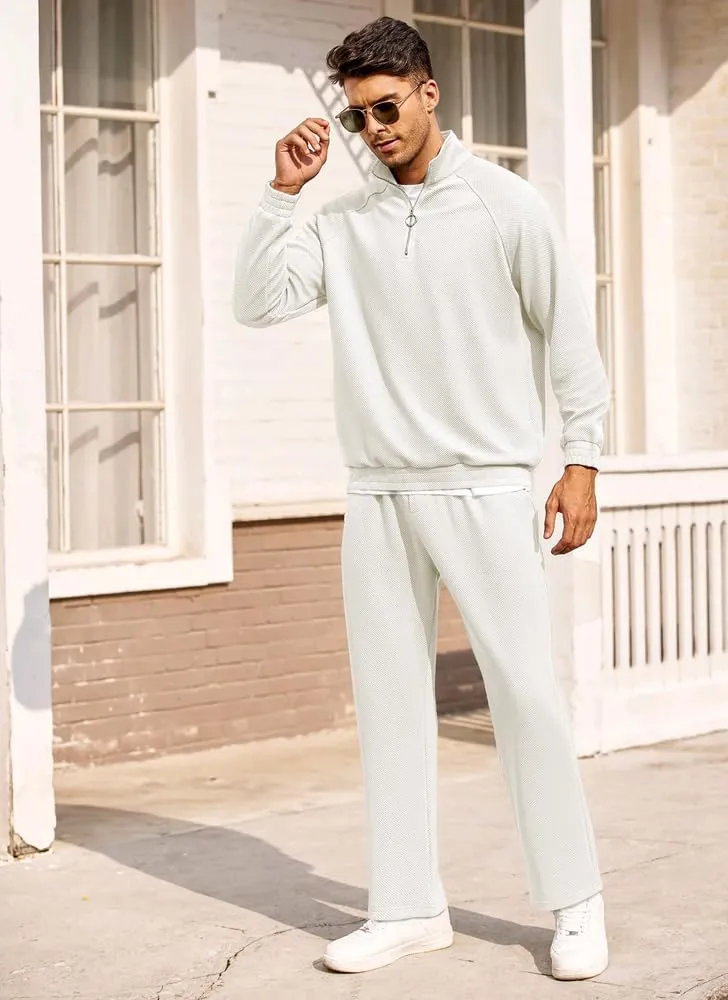 COOFANDY Men's Tracksuit 2 Piece Relaxed Fit Half-zip Sweatsuits Athletic Running Jogging Suit Sets